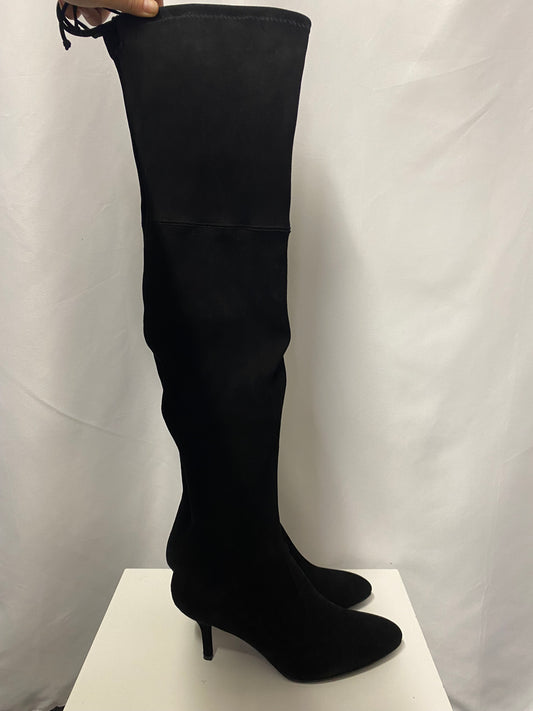 Stuart Weitzman Black Suede Thigh High Heeled Boots 6