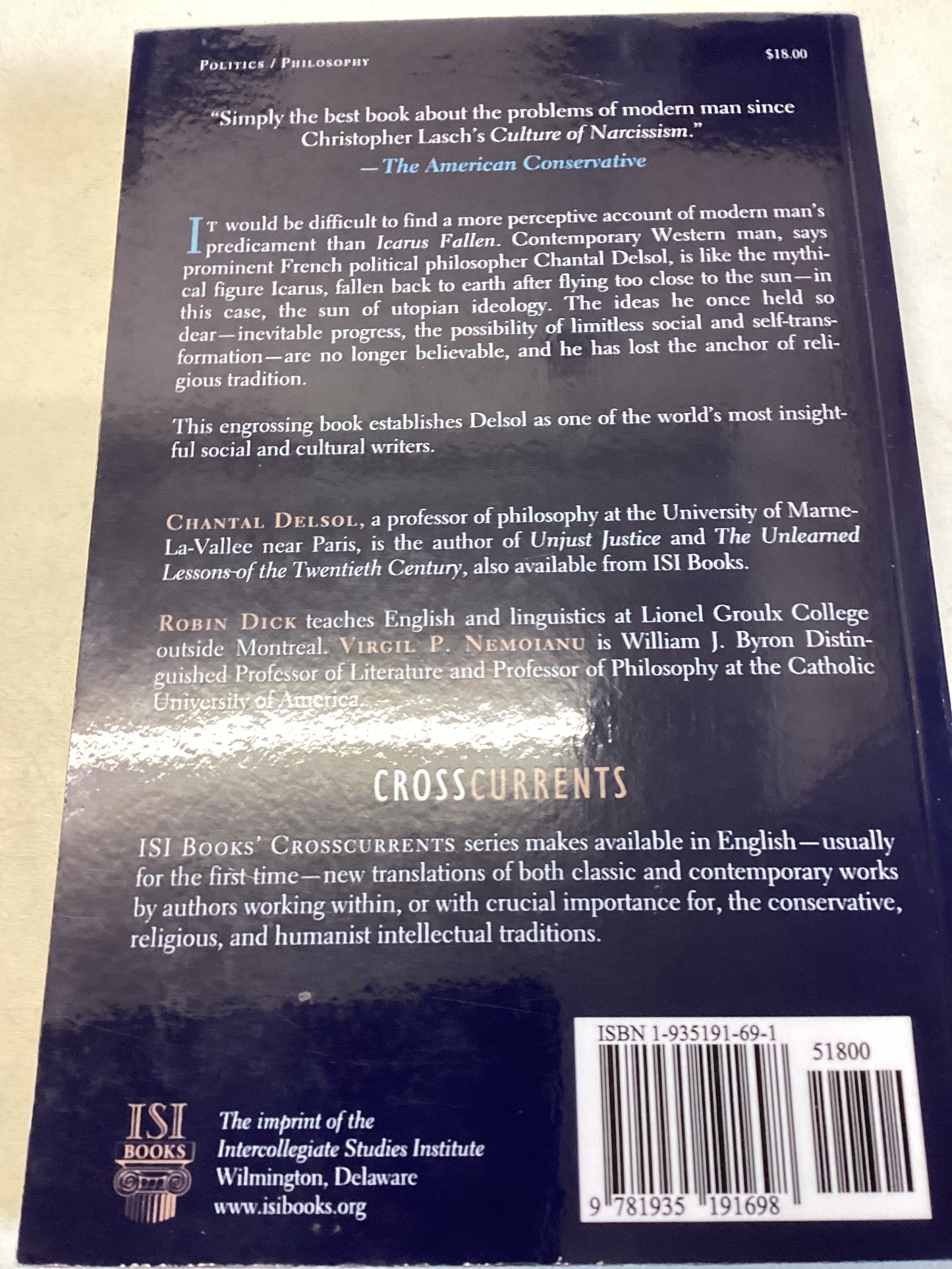 Icarus Fallen the Search For Meaning In An Uncertain World Chantel Delsol