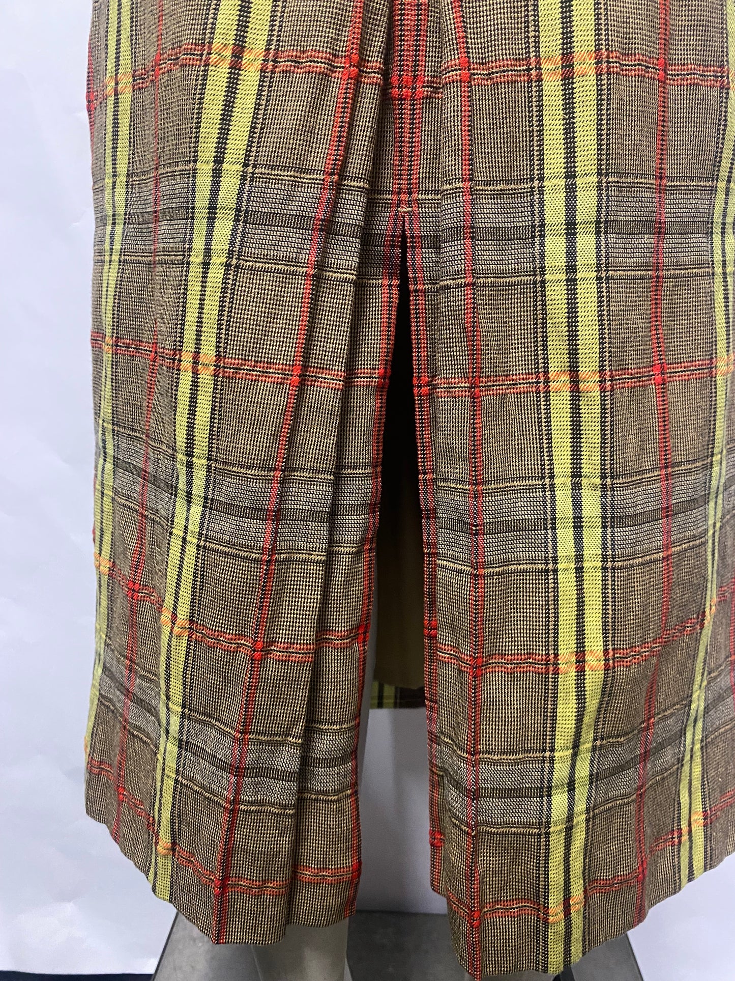 Beauty and Youth United Arrow Yellow Plaid Midi Fitted Skirt Medium