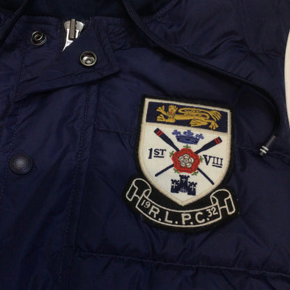 Polo Ralph Lauren Blue Down Jacket w/Grey Jersey Sleeves Size S