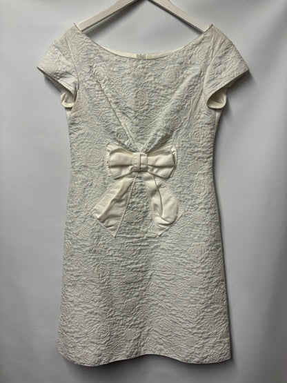 Louis Vuitton White Cotton Jacquard Floral Bow Tunic Dress  14