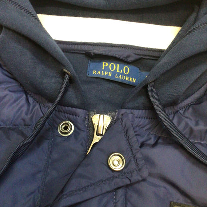 Polo Ralph Lauren Blue Down Jacket w/Grey Jersey Sleeves Size S