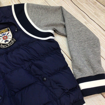 Polo Ralph Lauren Blue Down Jacket w/Grey Jersey Sleeves Size S