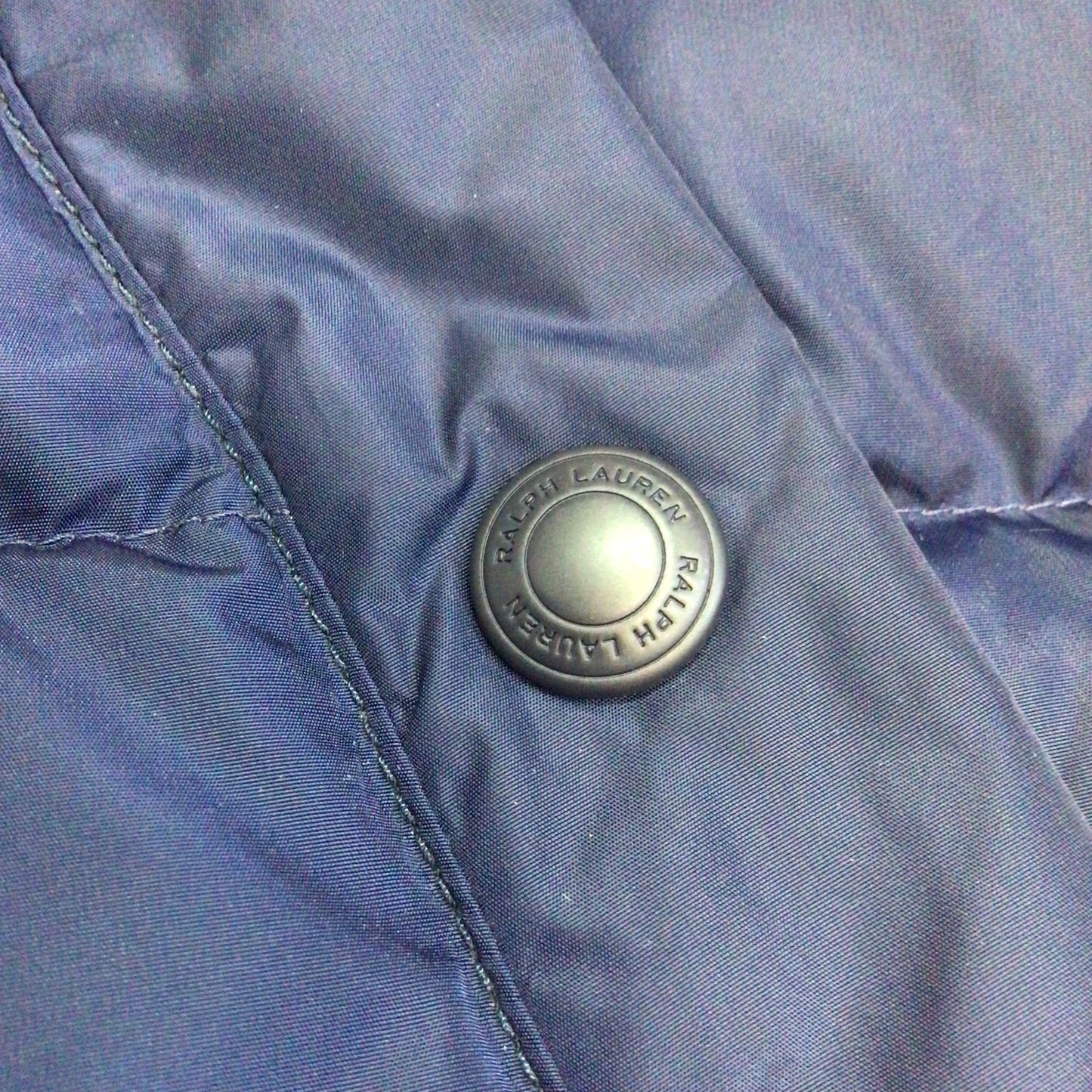 Polo Ralph Lauren Blue Down Jacket w/Grey Jersey Sleeves Size S