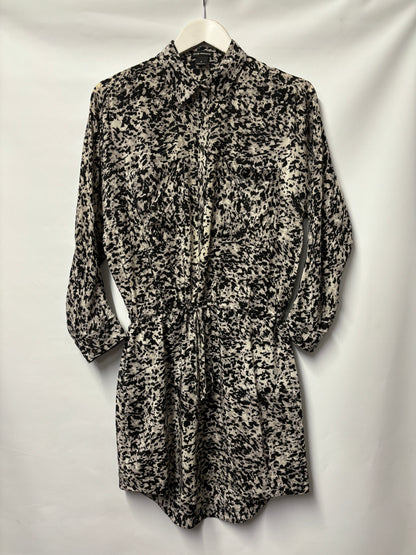 Club Monaco Animal Print Silk Tied Shirt Dress Small