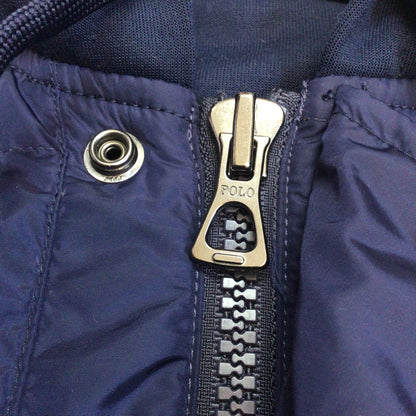 Polo Ralph Lauren Blue Down Jacket w/Grey Jersey Sleeves Size S