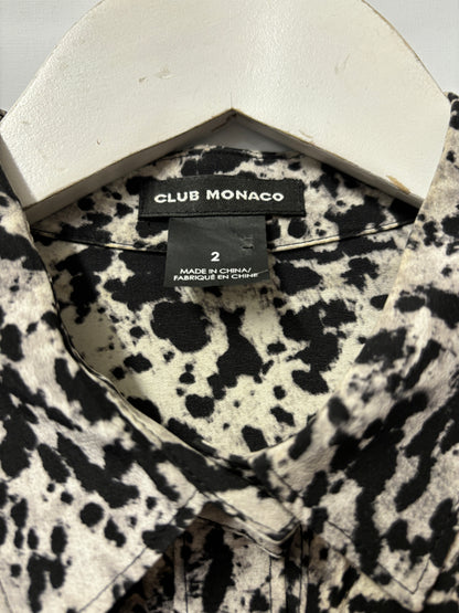 Club Monaco Animal Print Silk Tied Shirt Dress Small