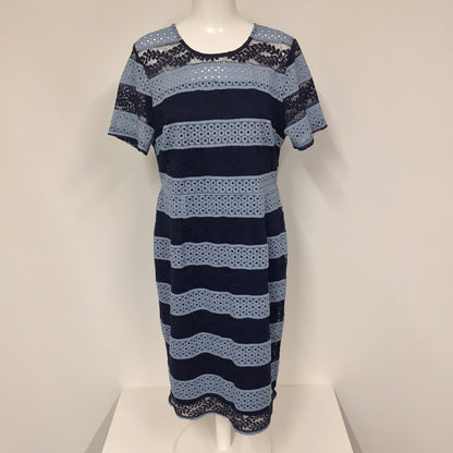 BNWT Dorothy Perkins Multi Blue Striped Lace Dress RRP £42 Size 16