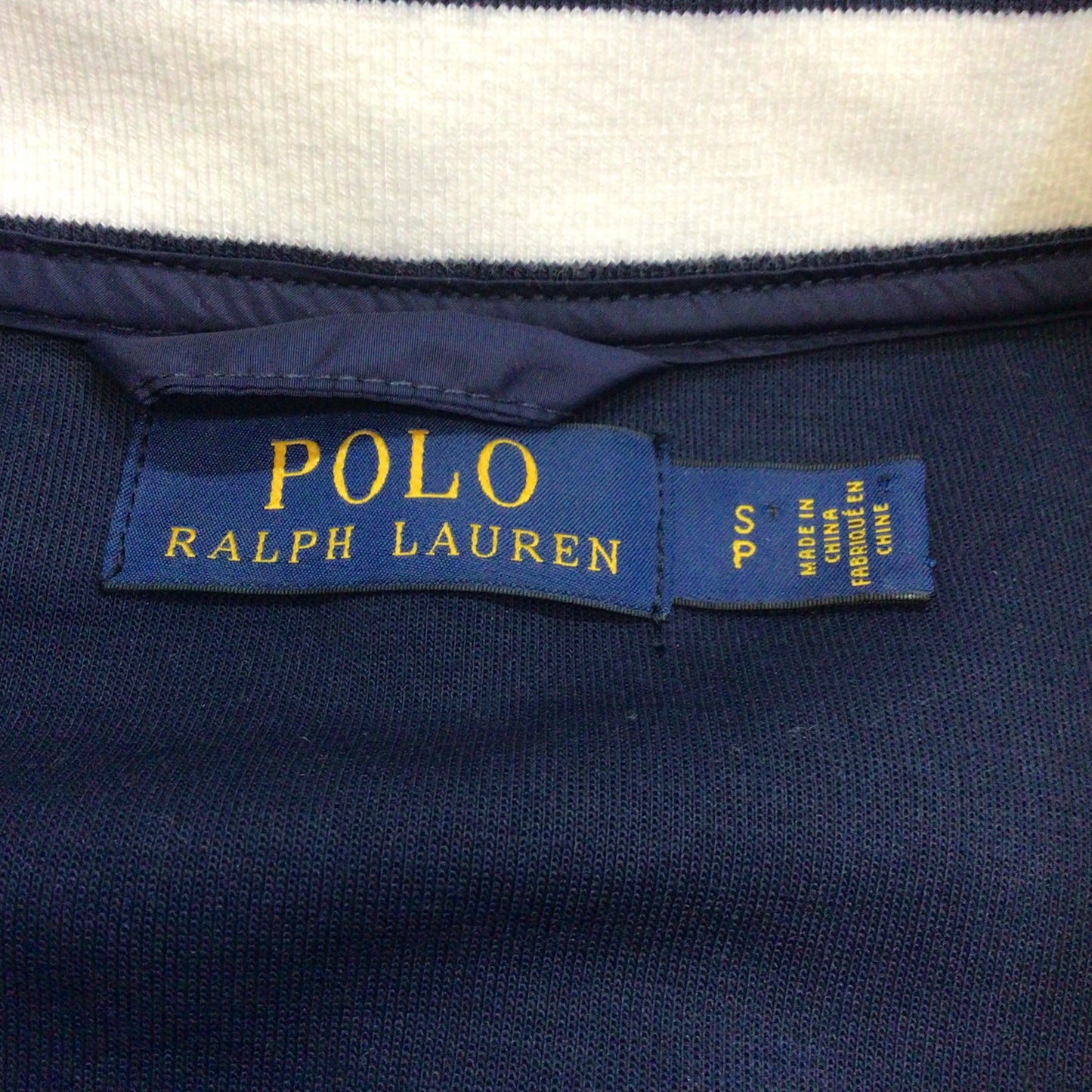 Polo Ralph Lauren Blue Down Jacket w/Grey Jersey Sleeves Size S