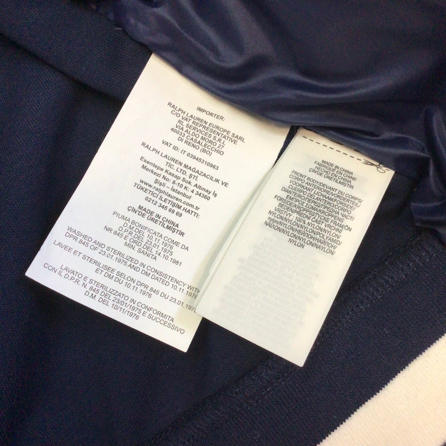 Polo Ralph Lauren Blue Down Jacket w/Grey Jersey Sleeves Size S