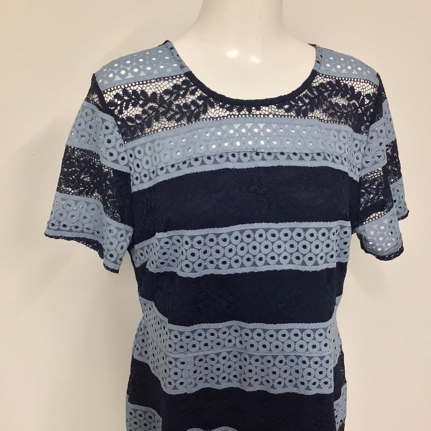 BNWT Dorothy Perkins Multi Blue Striped Lace Dress RRP £42 Size 16