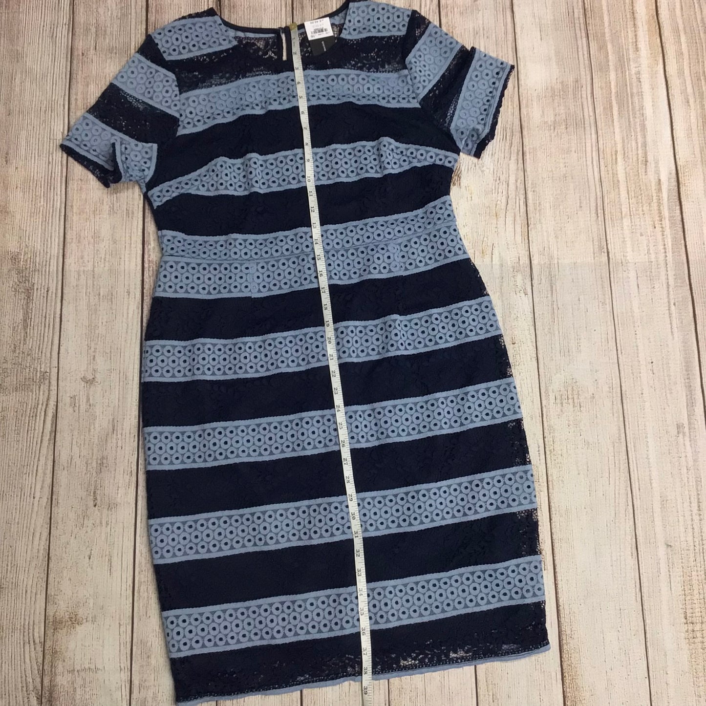 BNWT Dorothy Perkins Multi Blue Striped Lace Dress RRP £42 Size 16