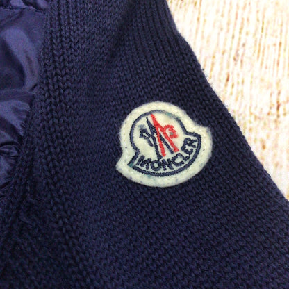 Moncler Maglia Tricot Blue Cotton Down Feather Cardigan Size 10A kids 140cm