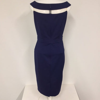 BNWT Little Mistress Navy Blue Boat Neck Dress w/Beaded Detail Size 12