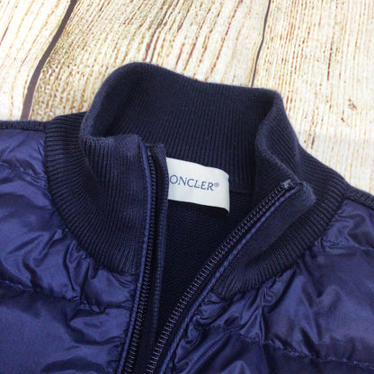 Moncler Maglia Tricot Blue Cotton Down Feather Cardigan Size 10A kids 140cm