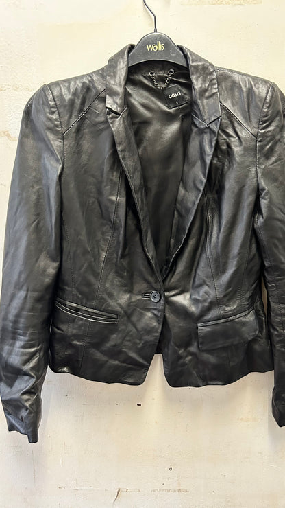 Oasis Black Leather Jacket, LRG, 14