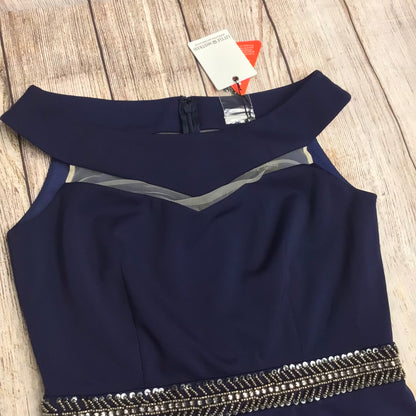 BNWT Little Mistress Navy Blue Boat Neck Dress w/Beaded Detail Size 12