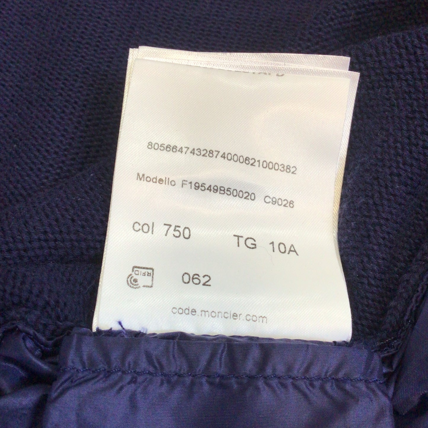 Moncler Maglia Tricot Blue Cotton Down Feather Cardigan Size 10A kids 140cm