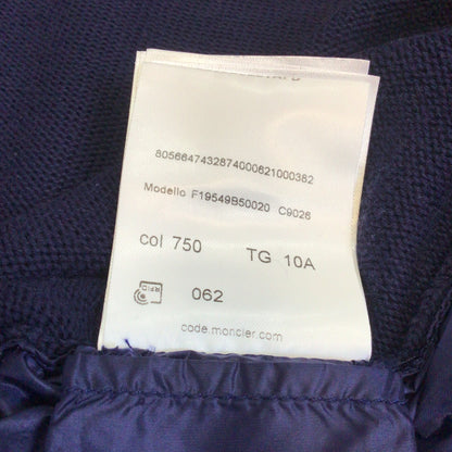 Moncler Maglia Tricot Blue Cotton Down Feather Cardigan Size 10A kids 140cm