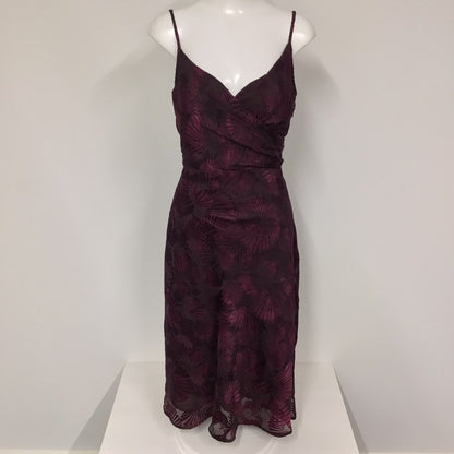 BNWT M&S Autograph Maroon Plum Purple Floral Strappy Dress w/Ties Size 12