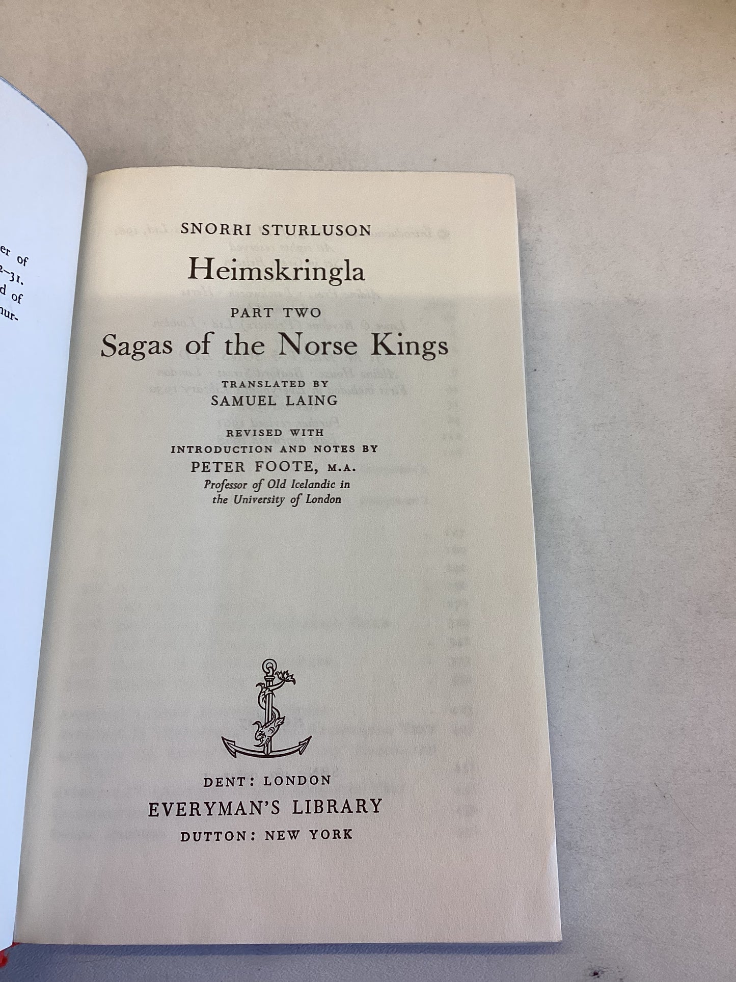 Heimskringla Sagas of The Norse Kings Part Two Everyman's Library 847 Snorri Sturluson