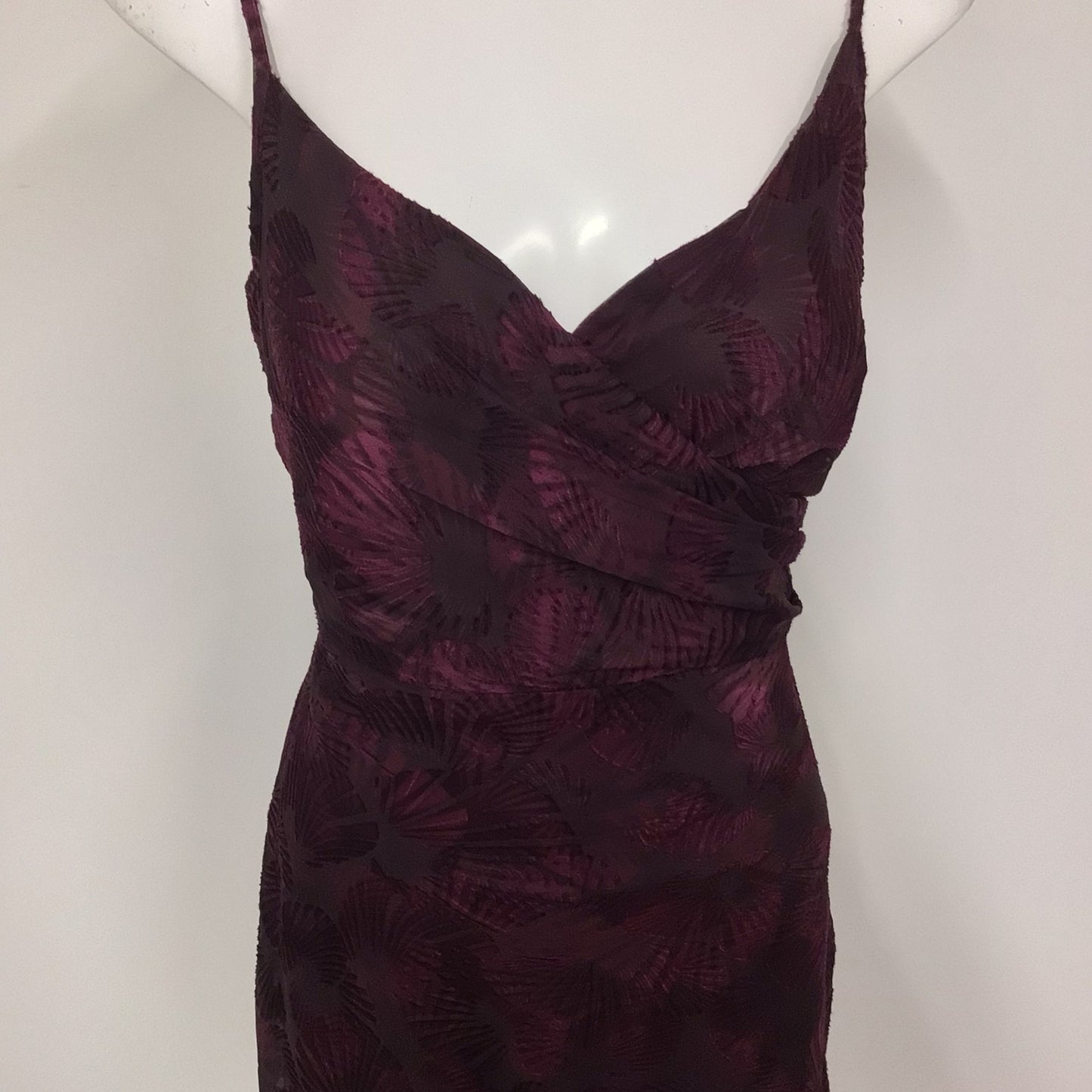 BNWT M&S Autograph Maroon Plum Purple Floral Strappy Dress w/Ties Size 12