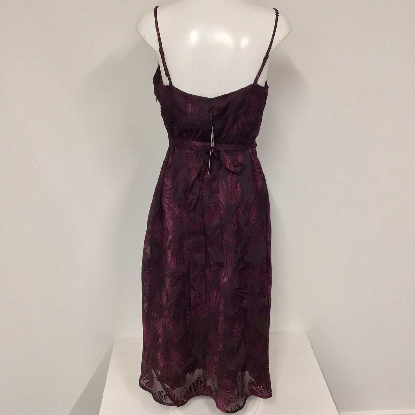 BNWT M&S Autograph Maroon Plum Purple Floral Strappy Dress w/Ties Size 12