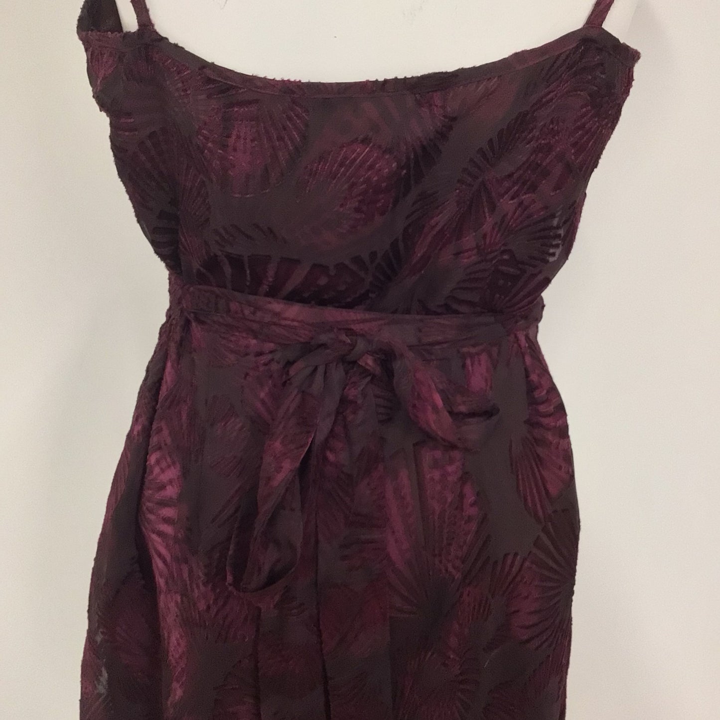 BNWT M&S Autograph Maroon Plum Purple Floral Strappy Dress w/Ties Size 12