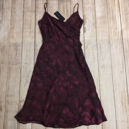 BNWT M&S Autograph Maroon Plum Purple Floral Strappy Dress w/Ties Size 12