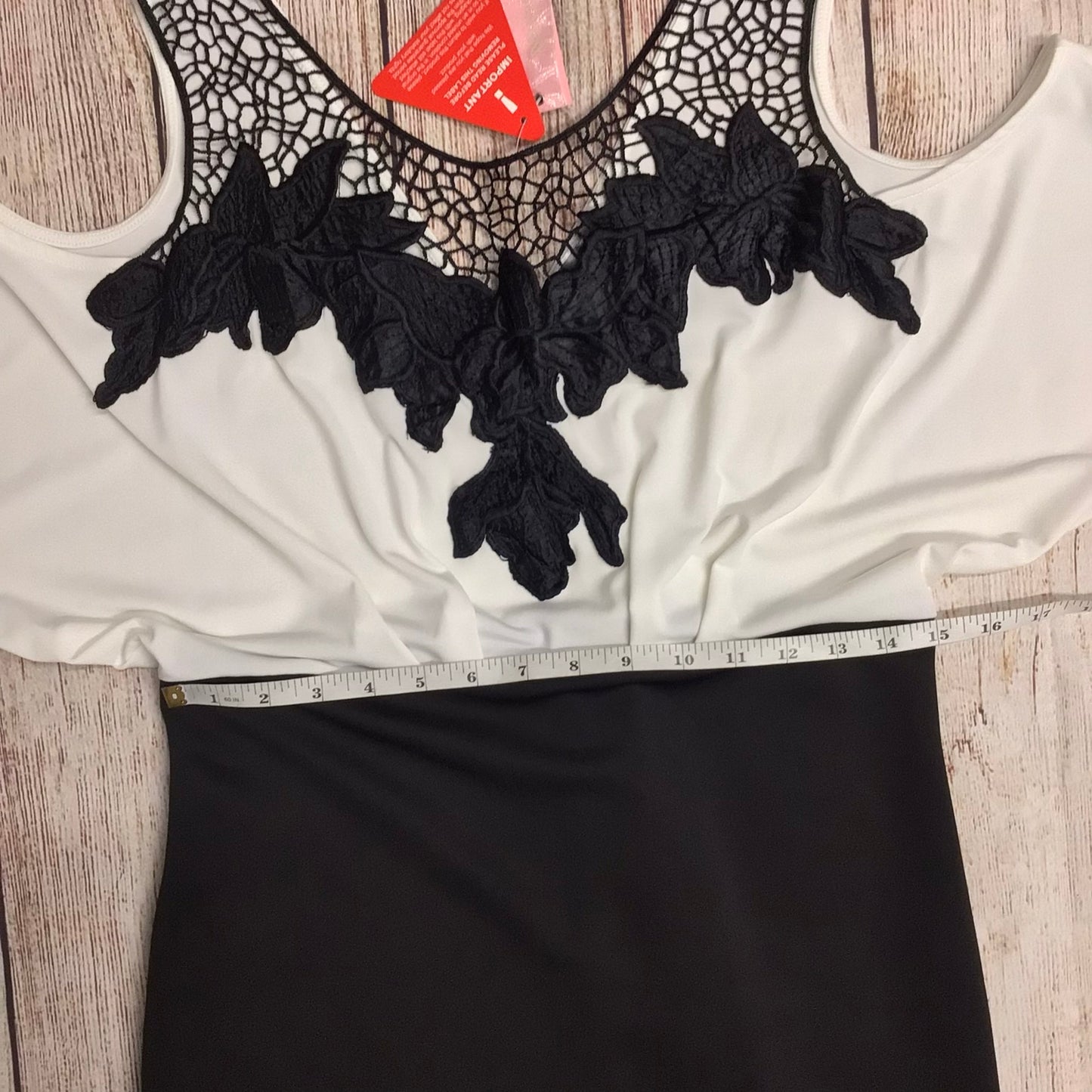 BNWT Lipsy Black & Cream Embroidered Cold Shoulder Dress Size 14