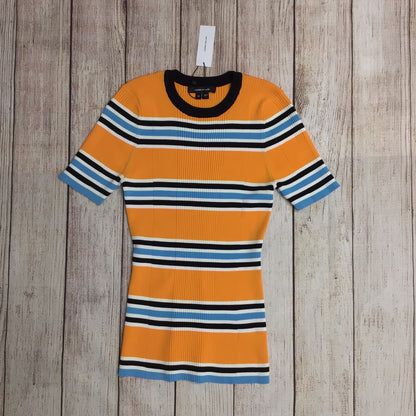 BNWT Karen Millen Orange, Blue, Black Rib Knit Stripe T Shirt Size M