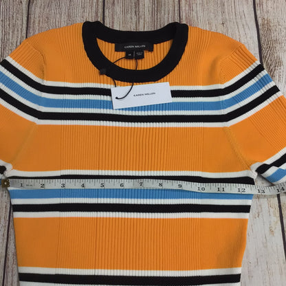 BNWT Karen Millen Orange, Blue, Black Rib Knit Stripe T Shirt Size M