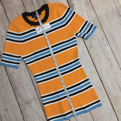 BNWT Karen Millen Orange, Blue, Black Rib Knit Stripe T Shirt Size M