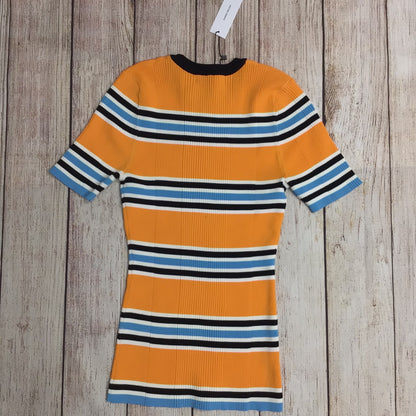 BNWT Karen Millen Orange, Blue, Black Rib Knit Stripe T Shirt Size M