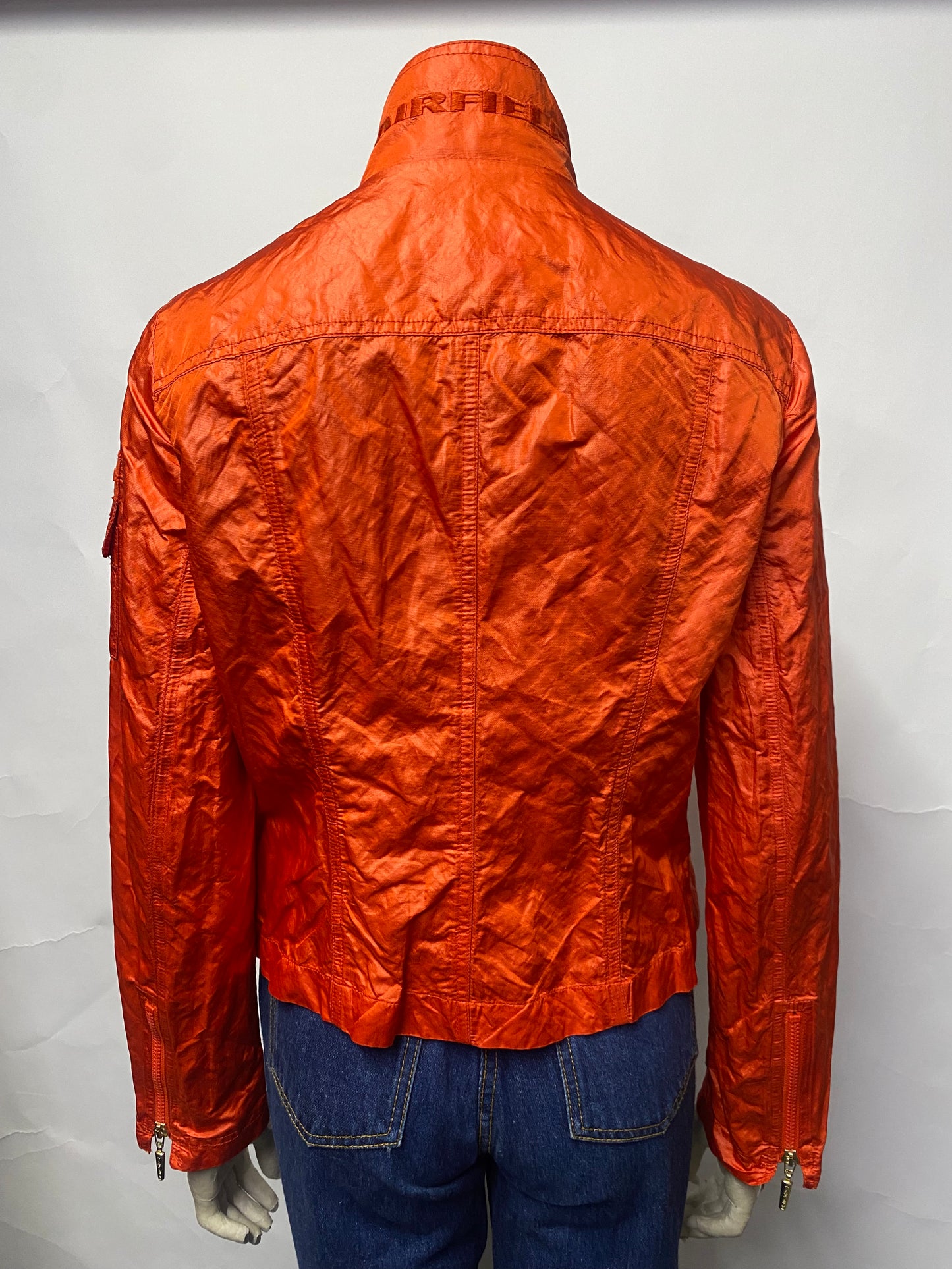 Airfield Orange Lightweight Windbreaker Jacket Y2K Style Small