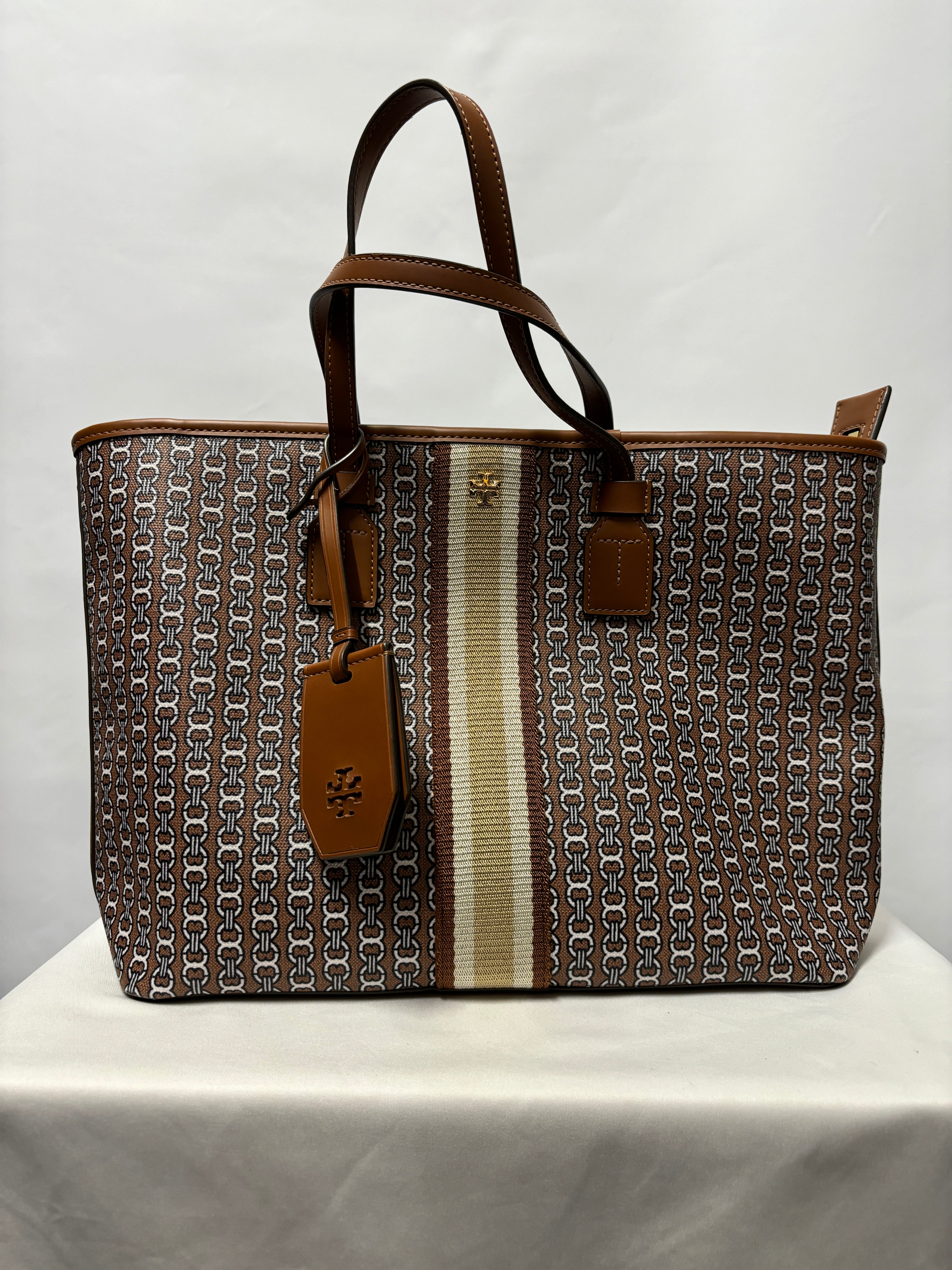 Tory Burch Brown Gemini Link Tote Bag Shop for Shelter