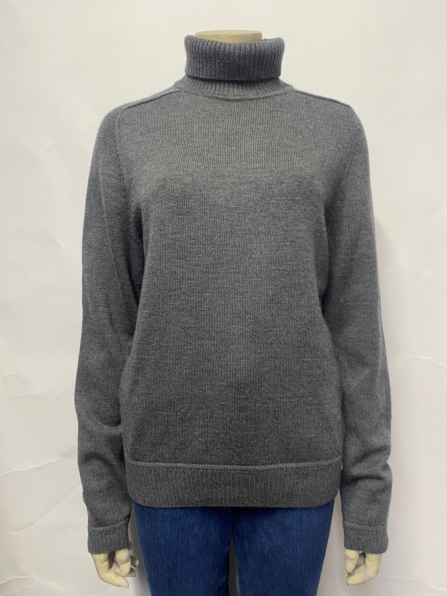 Faconnable Grey Merino Wool Turtle Neck Jumper Small