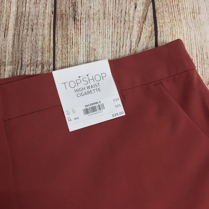 BNWT Topshop Red Rust High Waist Cigarette Trousers Size 14 Regular