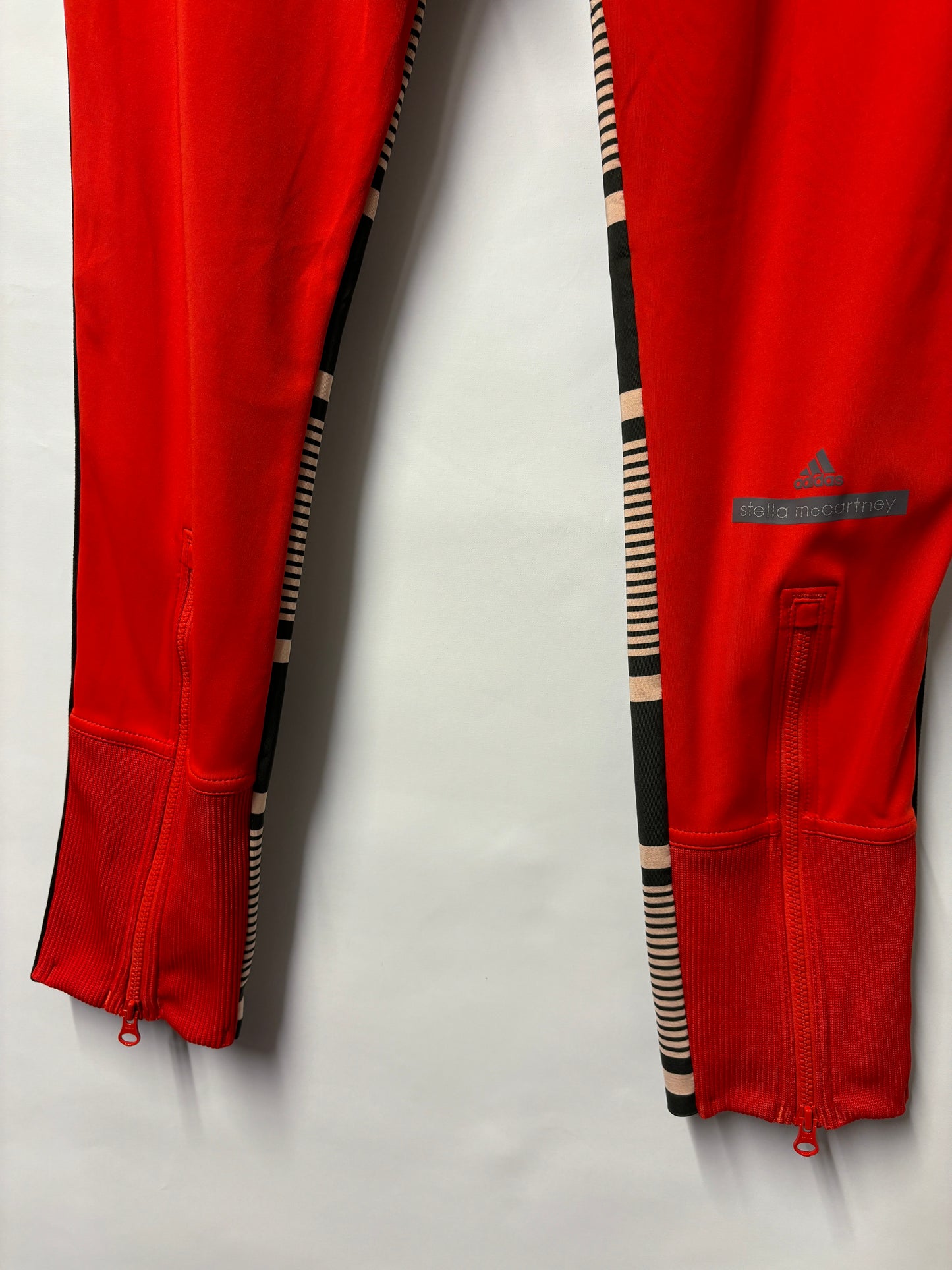 Stella McCartney Adidas Red and Grey Stripe Sports Leggings Medium