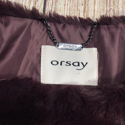 Orsay Mulberry Purple Faux Fur Short Collarless Jacket Size 10 (38 on label)