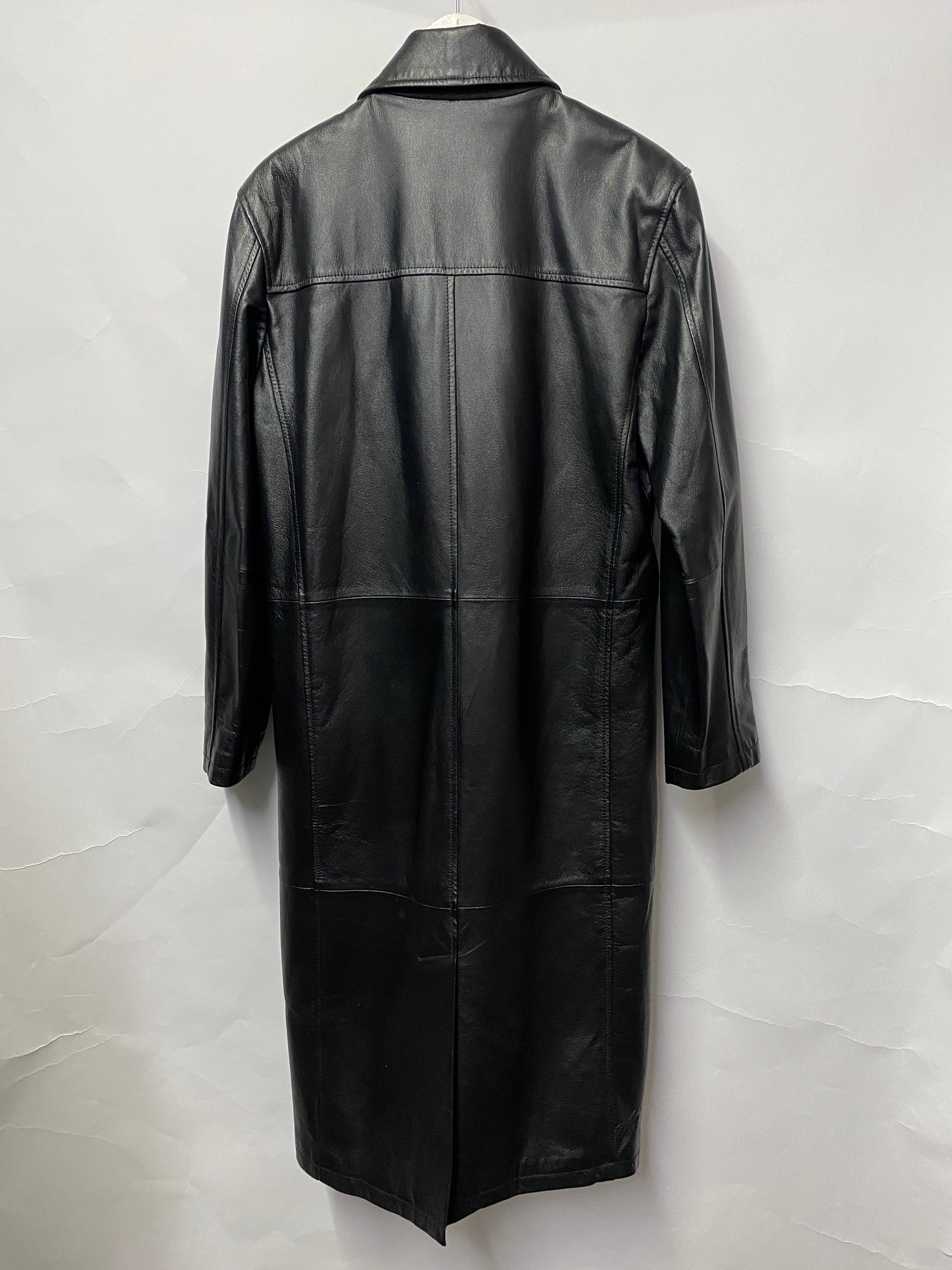Unbranded Black Leather Trench Coat Medium
