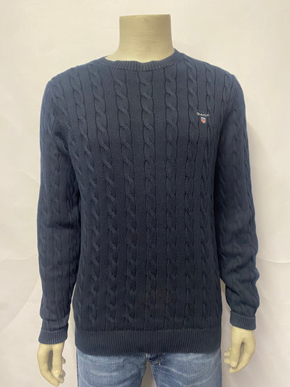 Gant Cable Knit Blue Knitted Sweatshirt Large