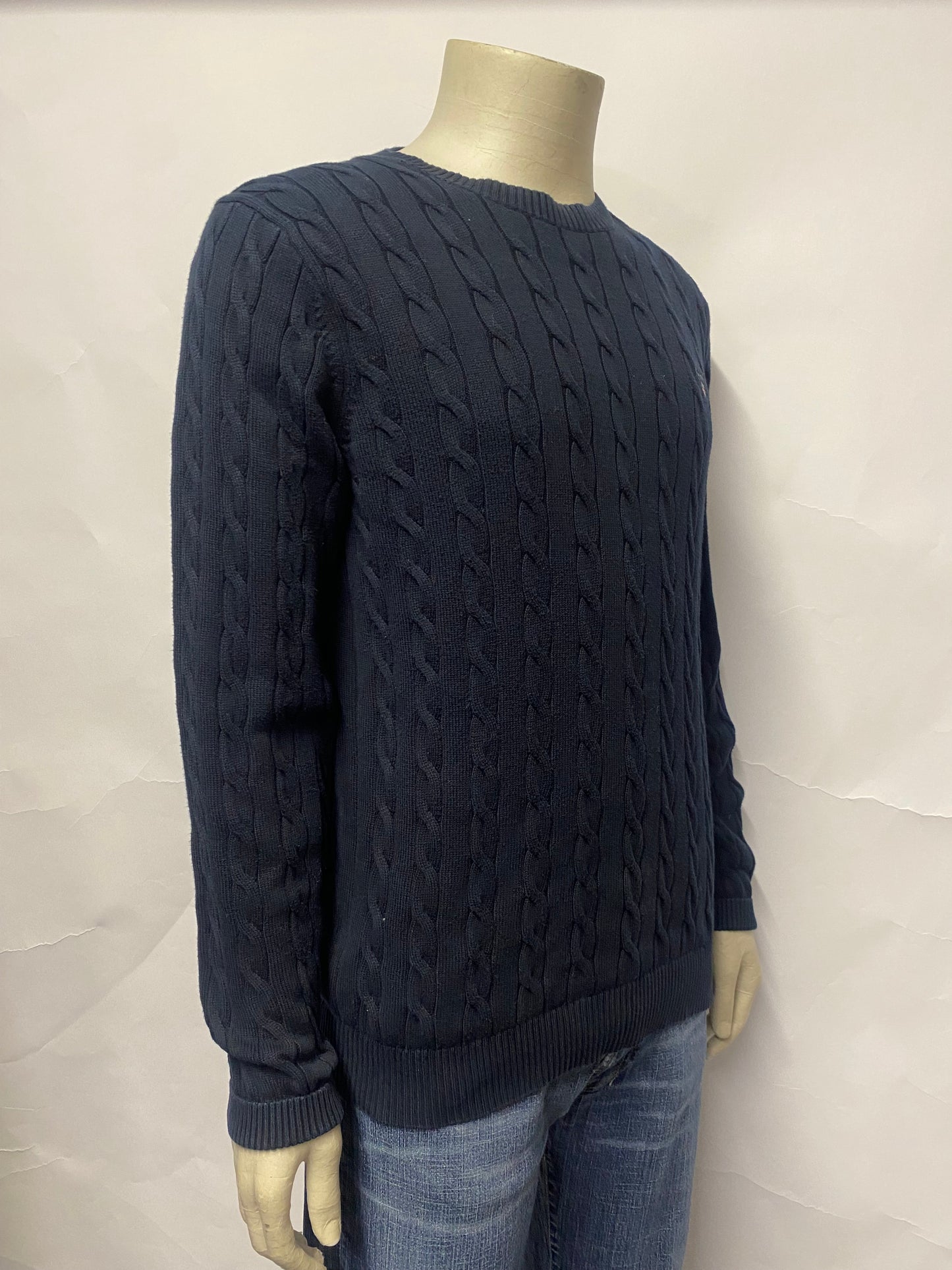 Gant Cable Knit Blue Knitted Sweatshirt Large