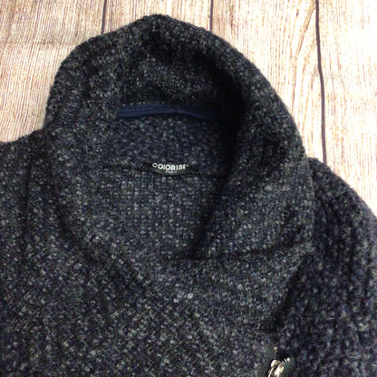 Colorine Paris Made in Italy Grey/Black Wool Blend Wrap Cardigan One Size