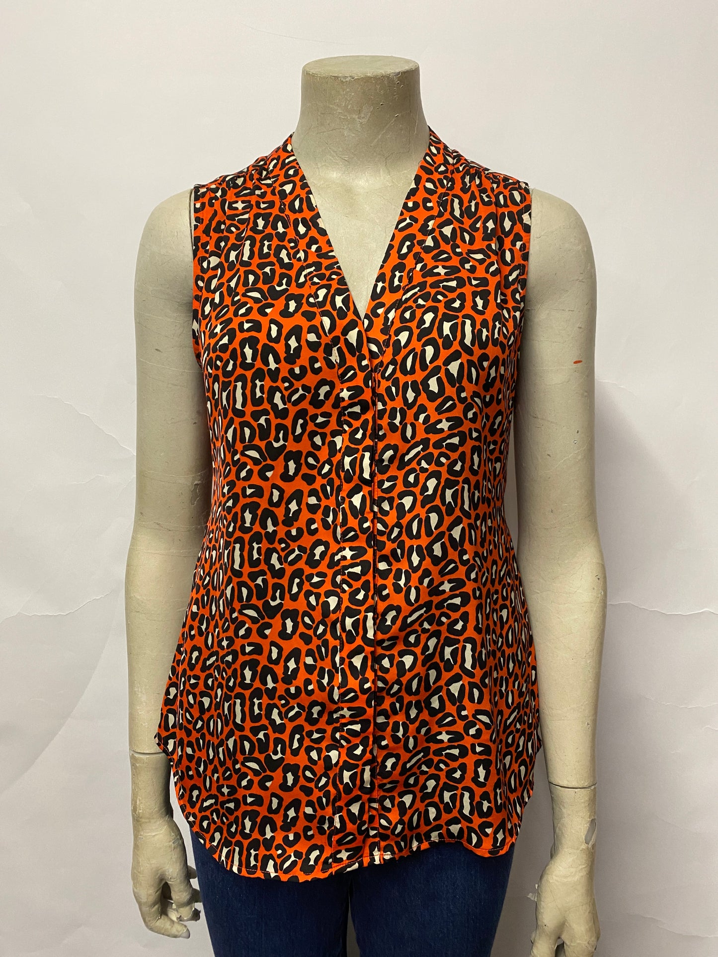 Banana Republic Orange Leopard Print Blouse 8 Petite