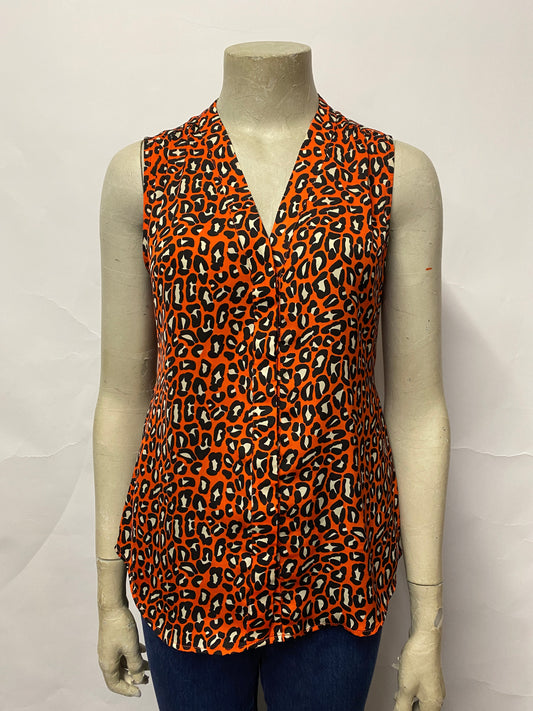 Banana Republic Orange Leopard Print Blouse 8 Petite