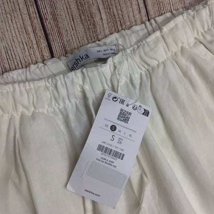 BNWT Bershka Cream/White Linen Blend Trousers w/Elasticated Waist Size S