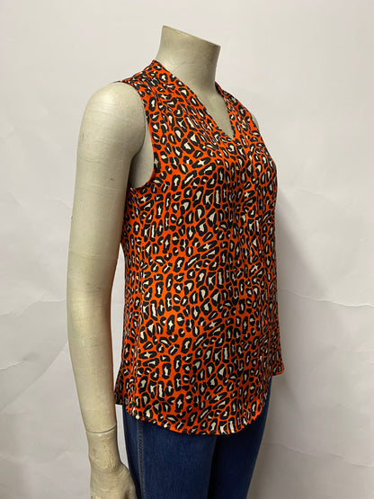 Banana Republic Orange Leopard Print Blouse 8 Petite