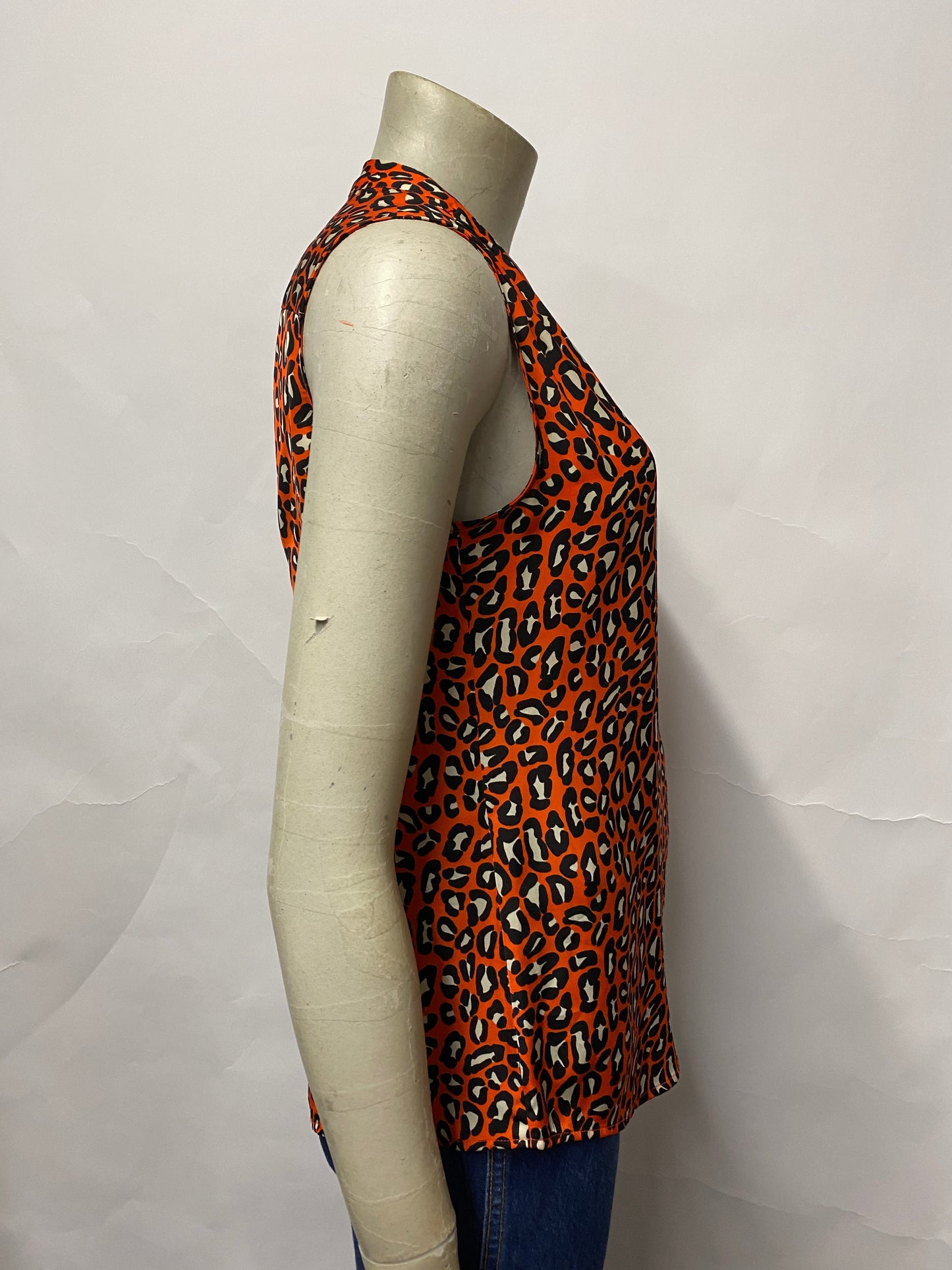 Banana Republic Orange Leopard Print Blouse 8 Petite