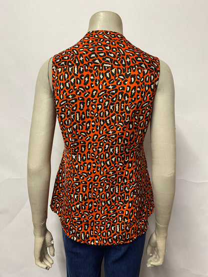 Banana Republic Orange Leopard Print Blouse 8 Petite